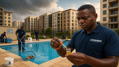 Man testing pool water